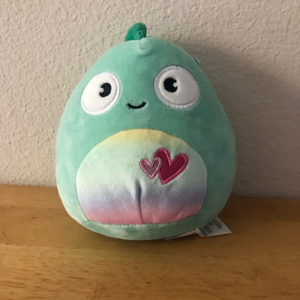 Squishmallows Kent the Chameleon Kellytoy Plush Toy Mint Green Heart Design EUC
